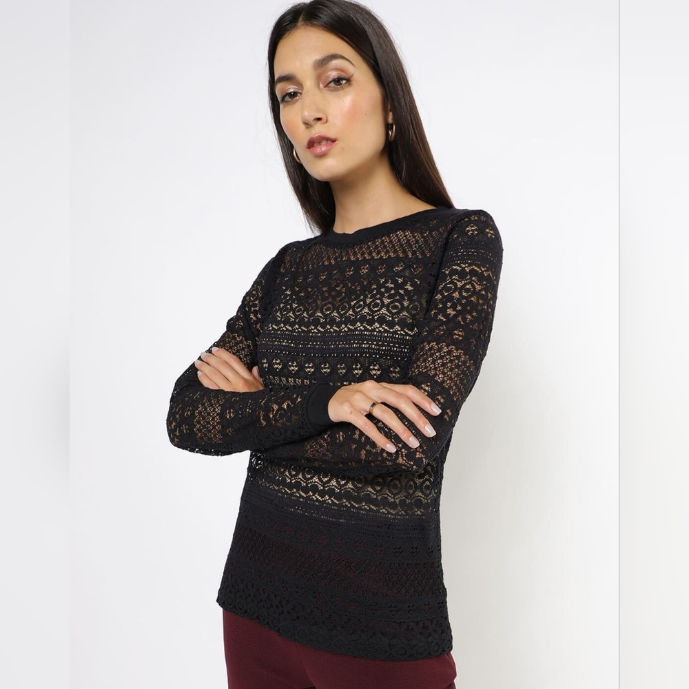 Adorable Black Lace Women's Blouse